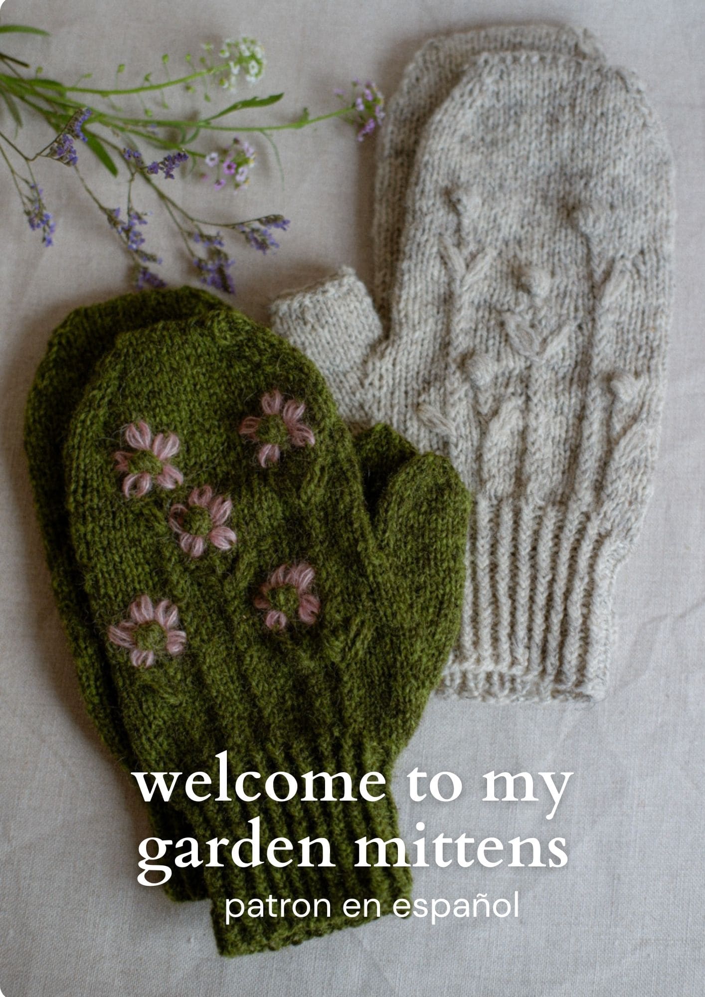 WELCOME TO MY GARDEN MITTENS - patron en español