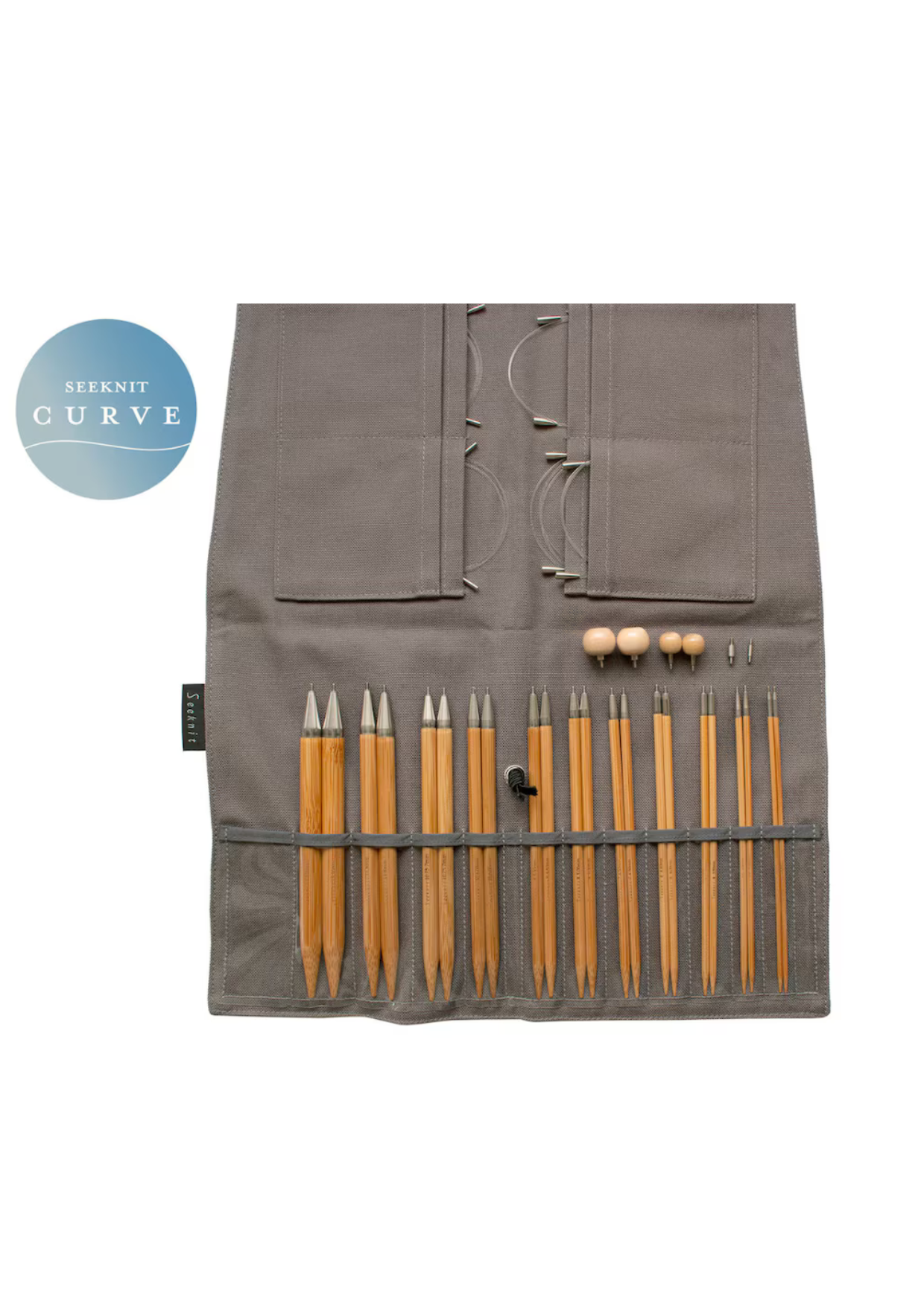 Estuche SEEKNIT Curve agujas circulares 10 cm - color gris